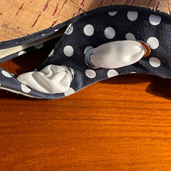 Sperry Top Sider Navy Blue/White Polka Dot Wedge Shoes With White Bow Design- N - Picture 8 of 11